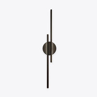 Eldra Disc Wall Light in black, twin linear bars on a round wall plate
