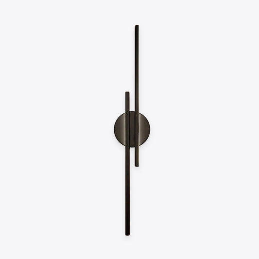 Eldra Disc Wall Light in black, twin linear bars on a round wall plate