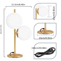 Brass and Opal Globe Table Lamp