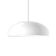 Liro deco arc pendant light with a gloss white dome shade on a plain white background
