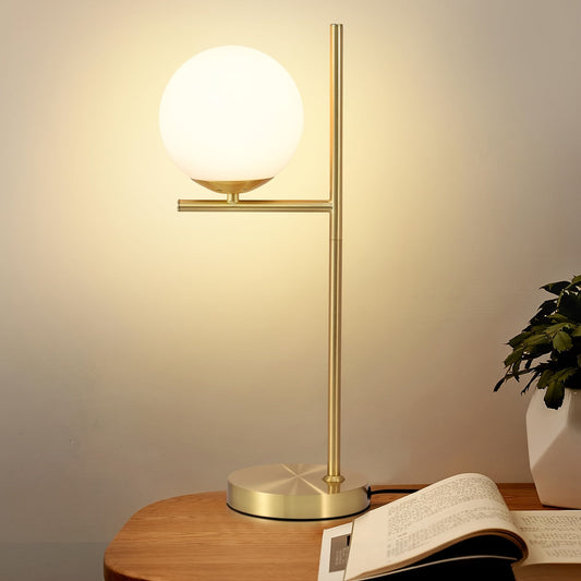 Brass and Opal Globe Table Lamp