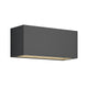 Bexa wide outdoor wall light in anthracite aluminium on a plain white background, low rectangular box with a diffuser along the bottom edge