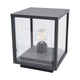 Anle Glass Pillar Light, a clear glass cube lantern in a dark grey aluminium frame, on a plain white background