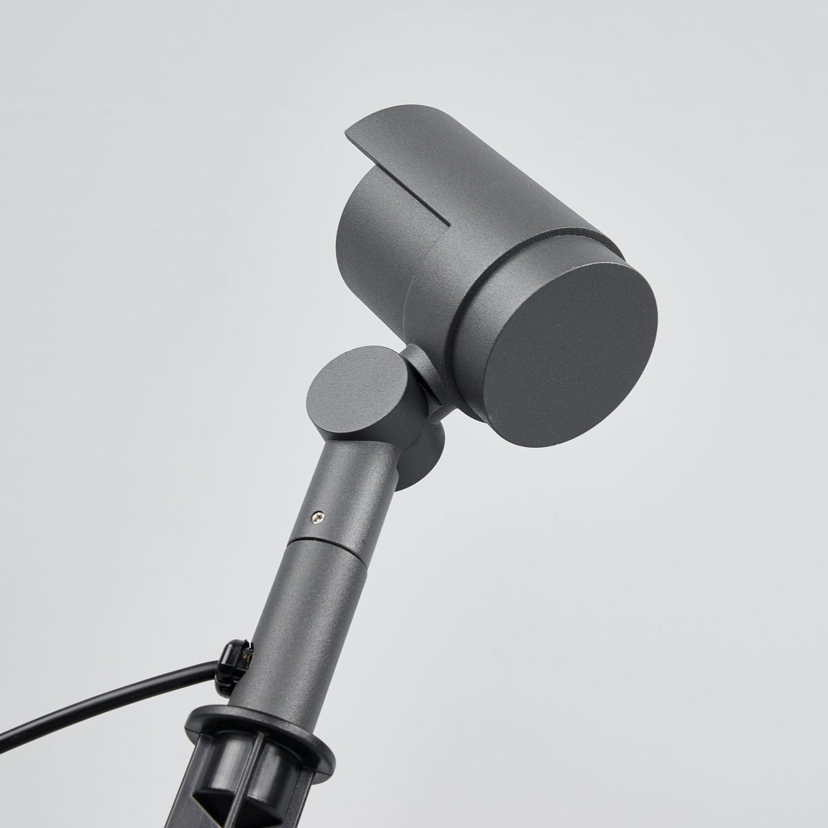 Close-up of the Batra Garden Spike Light adjustable head and shield