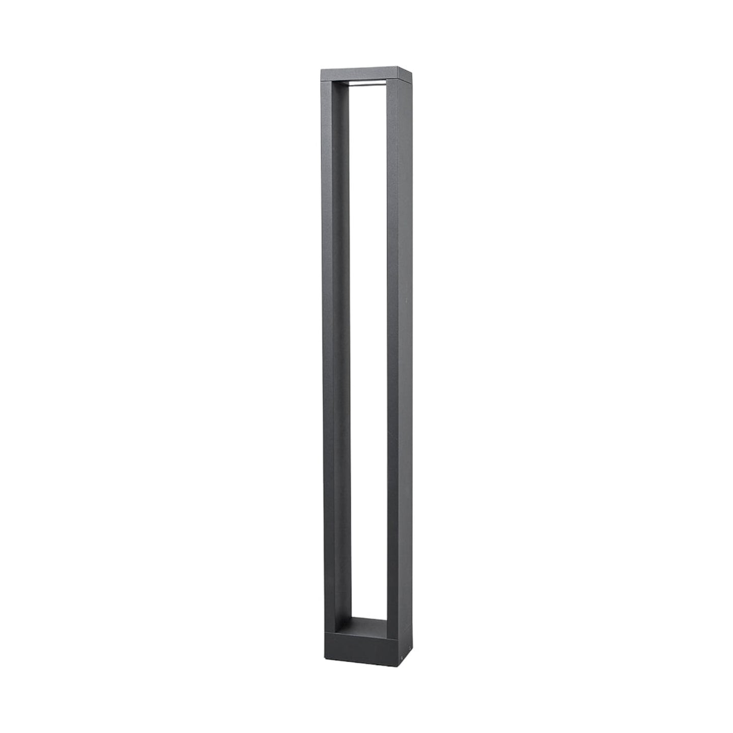 Jupo path post light in anthracite die-cast aluminium on a plain white background, slim 90 cm rectangular outdoor bollard