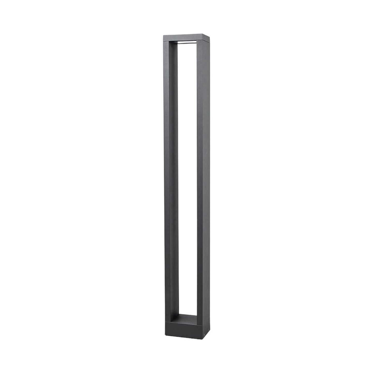 Jupo path post light in anthracite die-cast aluminium on a plain white background, slim 90 cm rectangular outdoor bollard