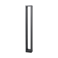 Jupo path post light in anthracite die-cast aluminium on a plain white background, slim 90 cm rectangular outdoor bollard