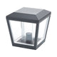 Dunara anthracite square pillar post light with clear panels on a plain white background
