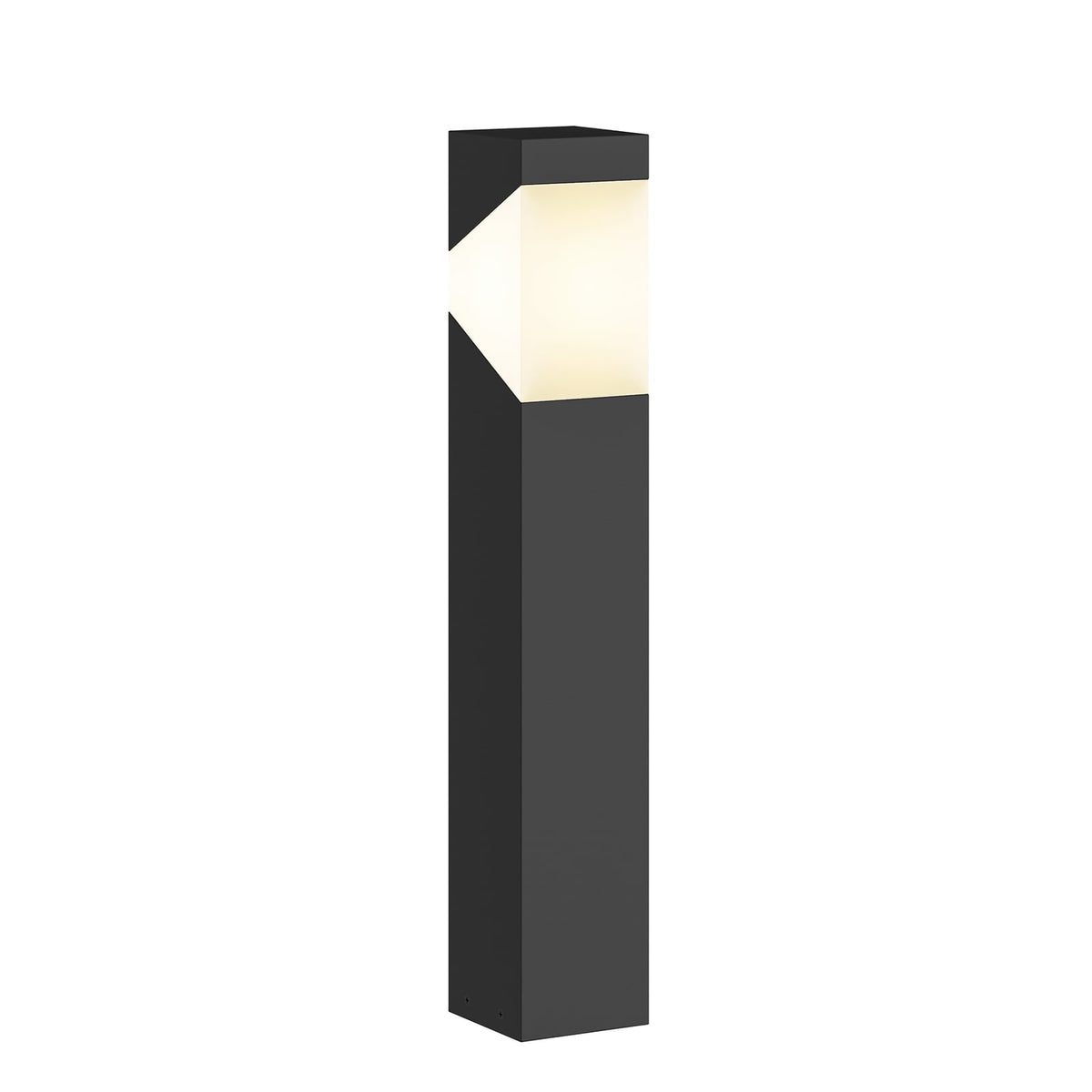 Kiro Pillar Post Light in graphite grey with opal diffuser on a white background
