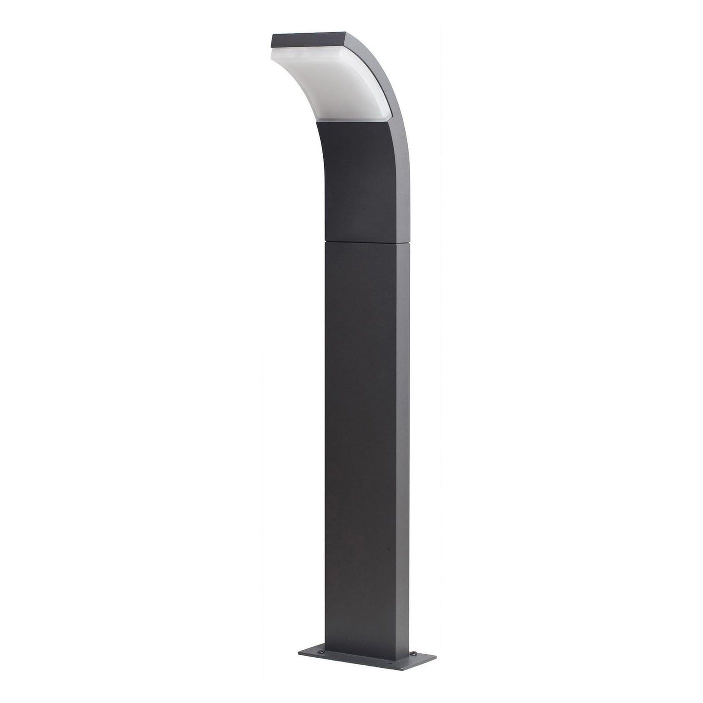 Timo path post light on a plain white background, showing the 60 cm anthracite aluminium body, tilted head and flat base plate