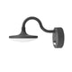 Finno dark grey gooseneck outdoor wall light with disc shade and motion sensor on a plain white background