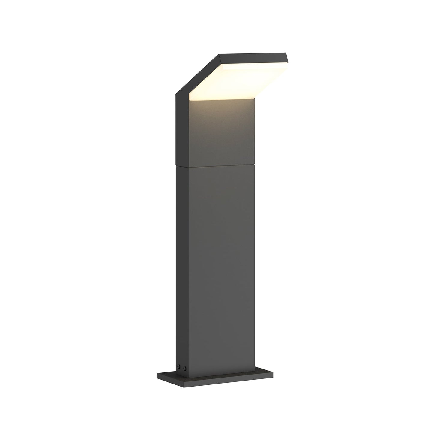 Yola Path Post Light in anthracite aluminium on a plain white background, angled head lit warm white