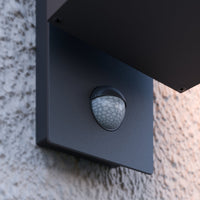 Close view of the Denro motion sensor lens set into the dark grey mounting plate