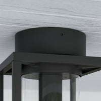 Detail of the Vesa circular ceiling canopy and anthracite frame junction