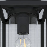 Detail of the Vesa E27 lamp holder inside the clear glass cylinder diffuser