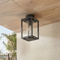 Vesa ceiling light seen from below on a covered outdoor terrace
