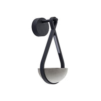 Norva Stone Planter Outdoor Wall Light unlit on a plain background showing the black loop and concrete bowl