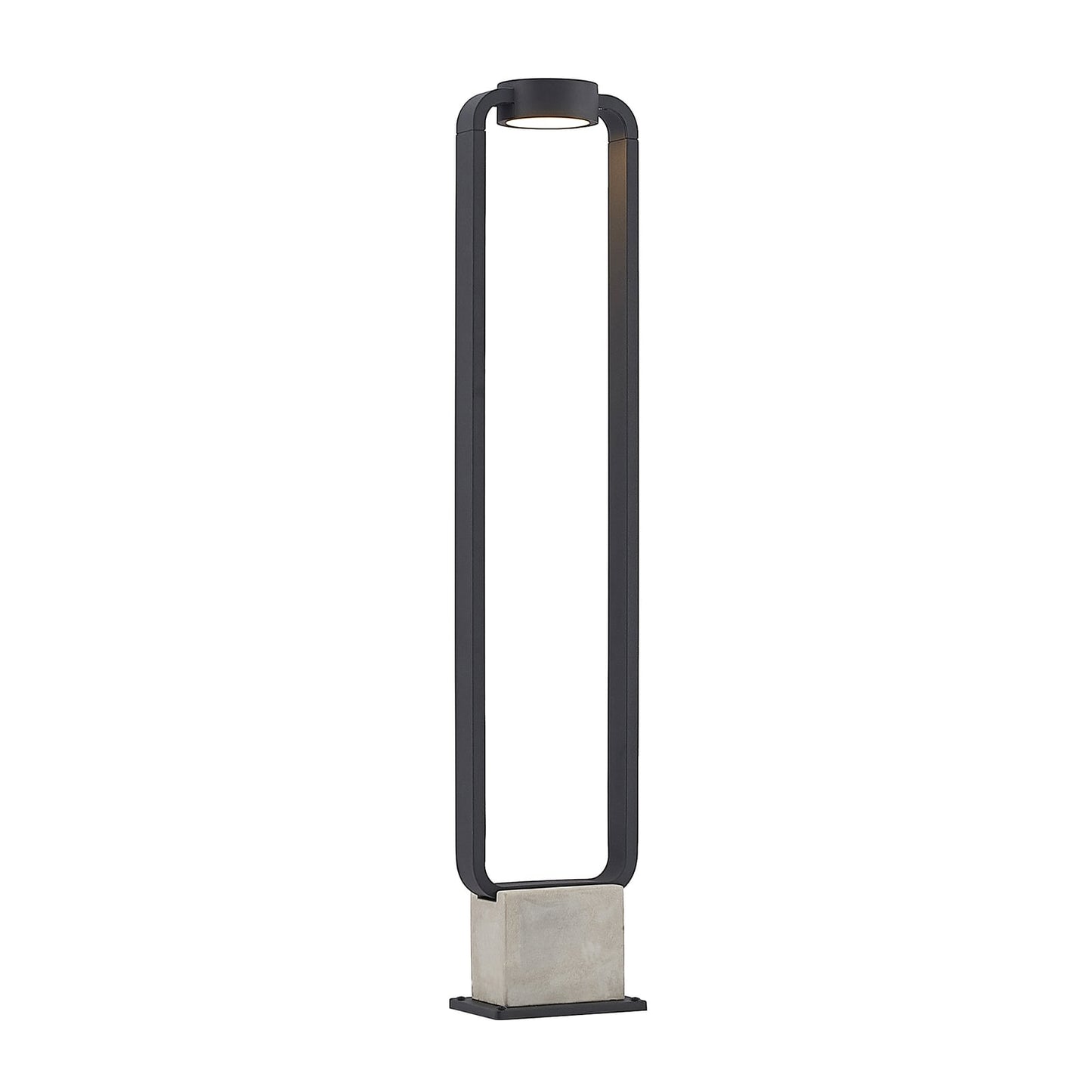 Talo concrete bollard light with anthracite aluminium loop frame on a cast concrete base, plain white background