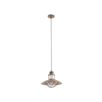 Lusa cage dome pendant light in aged brown metal on a white background