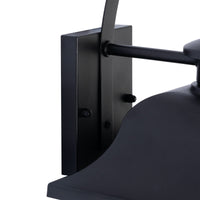 Close view of the Merto rectangular wall mounting plate and support rod in matt black