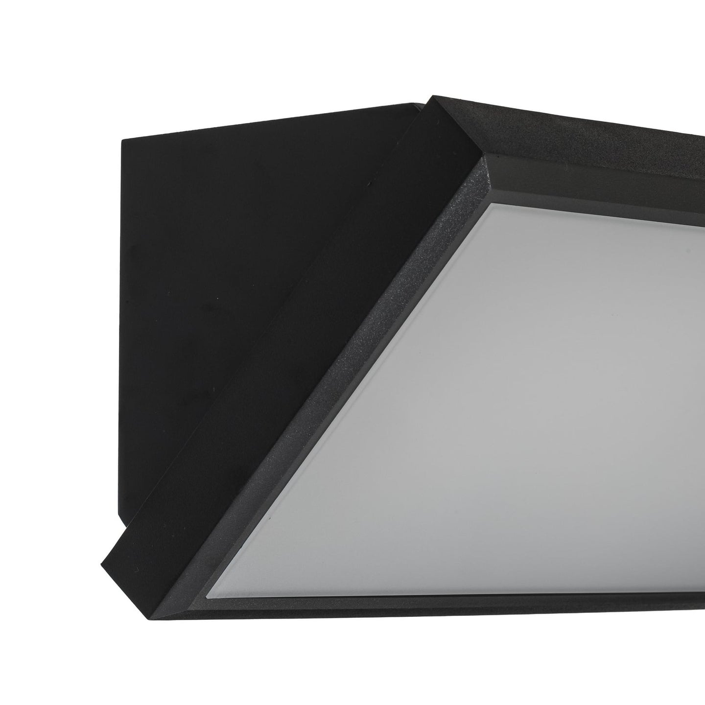 Close-up of the Abbo wall light angled edge showing the wedge shape and diffuser seal