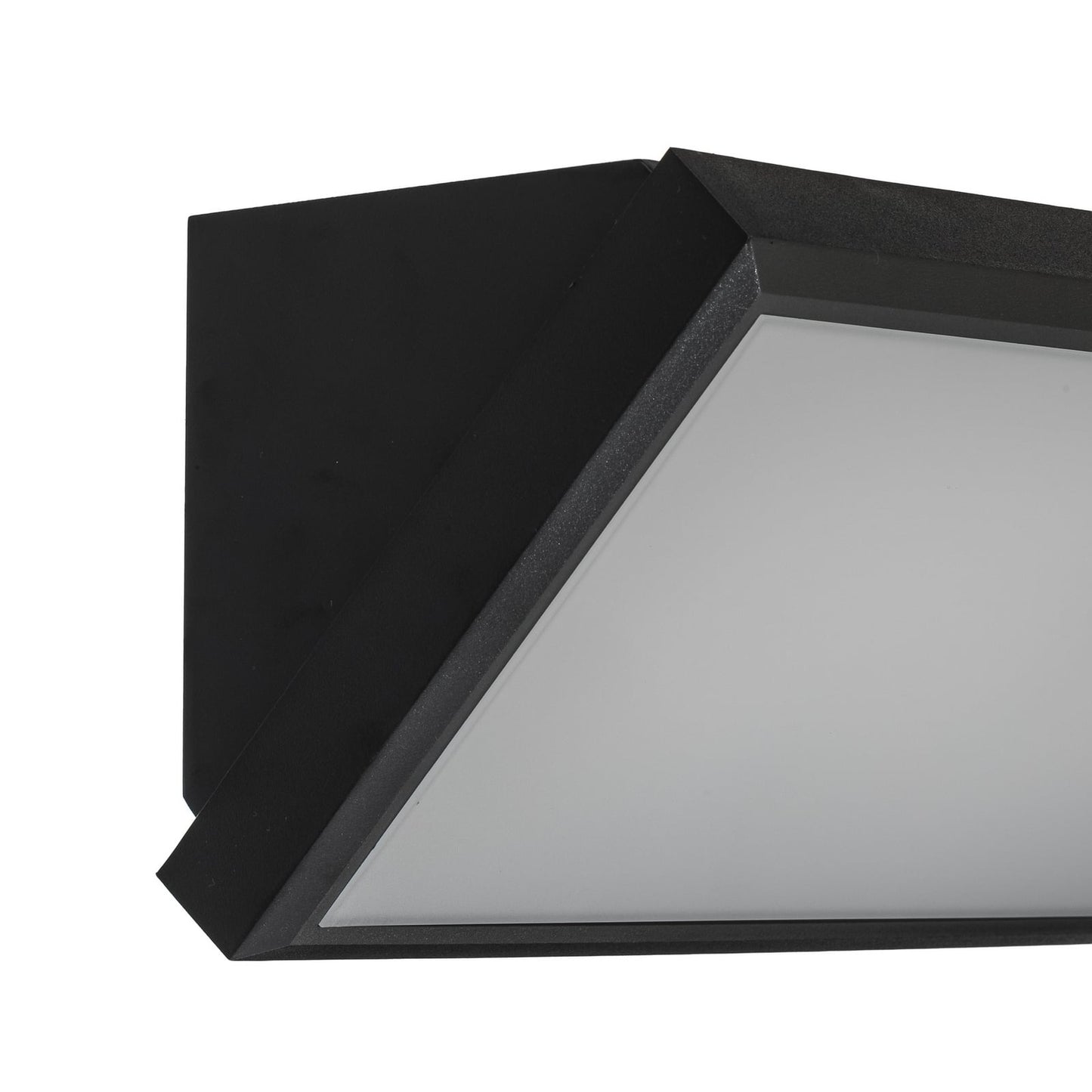 Close-up of the Abbo wall light angled edge showing the wedge shape and diffuser seal