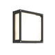 Auri square outdoor wall light on a plain white background, dark grey die-cast aluminium frame around a white glass diffuser