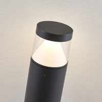 Angled detail of the Darjo Tall Bollard Light head in anthracite aluminium