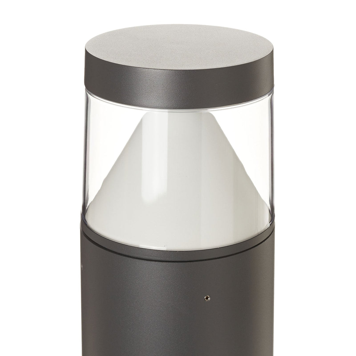 Darjo Tall Bollard Light on a plain white background showing the anthracite post and clear head