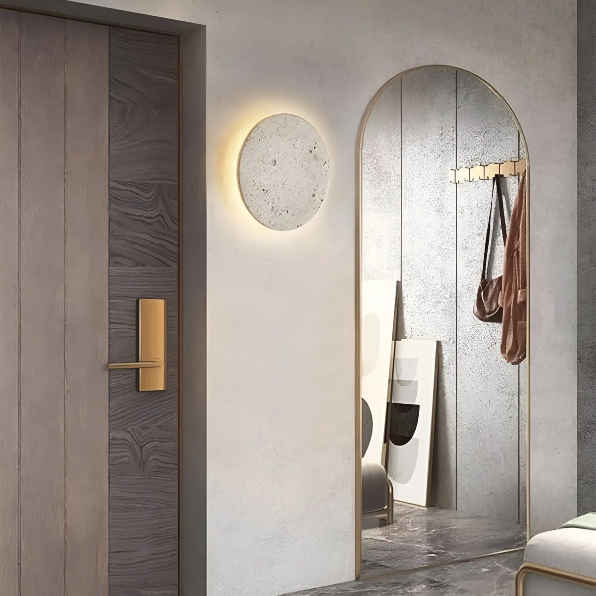 Stone Effect Round Wall Light