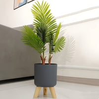 Round Planter with Wooden Legs