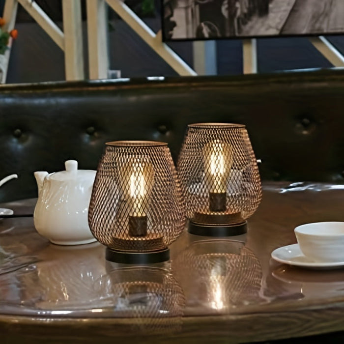 Mesh Shade Table Lamp Pair