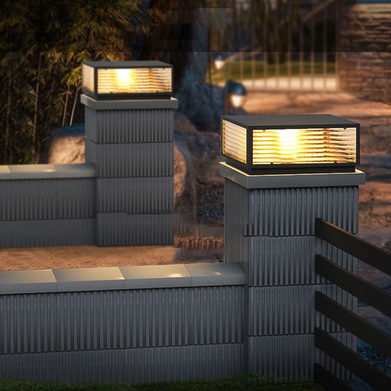 Sentry outdoor column cap lights on modern garden pillar posts evening lighting