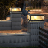 Sentry outdoor column cap lights on modern garden pillar posts evening lighting
