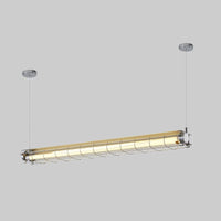 Arsen linear bar pendant light showing the wire guard over the glass tube