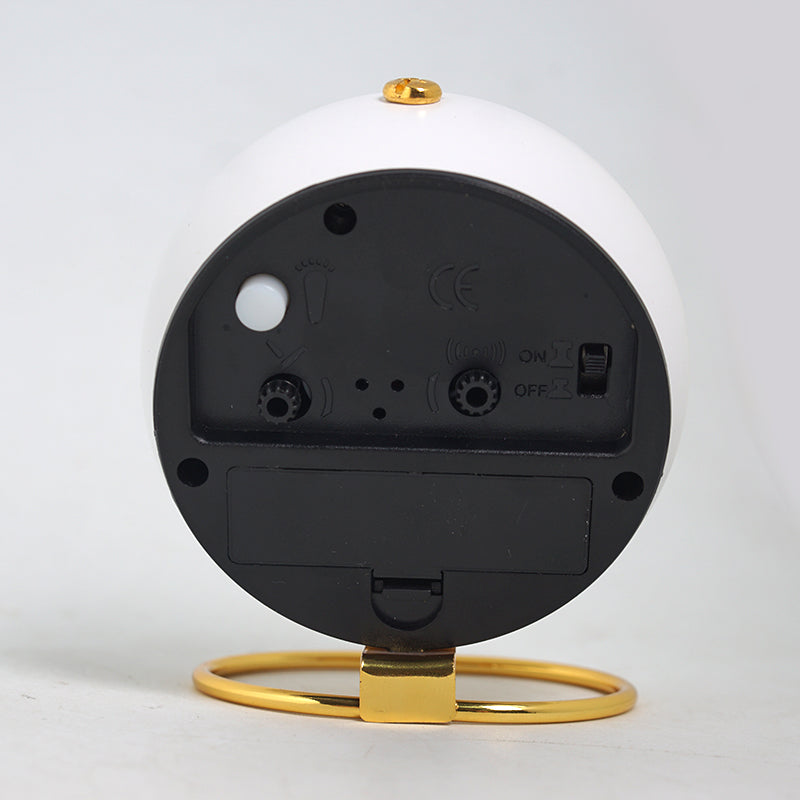 Round Metal and Glass Table Clock 13cm