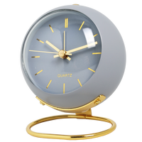 Round Metal and Glass Table Clock 13cm