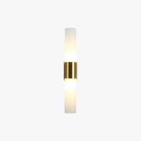 Fela twin frosted glass vanity sconce brushed brass plain background