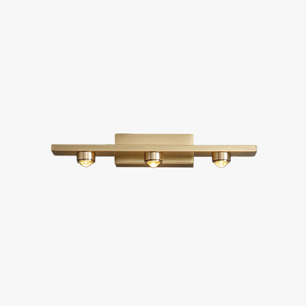 Nolvo triple spot brass vanity wall light shown on a plain white background