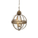 Edvo Retro Globe Pendant Light on a plain white background showing the brass banded glass globe