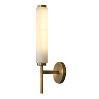 Jerno Deco alabaster wall light in brass on a plain white background
