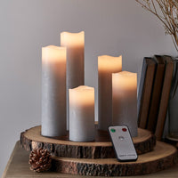 LED Pillar Candles, Set of Five