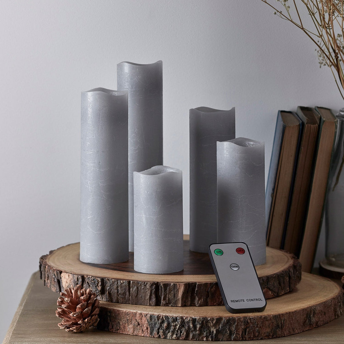 LED Pillar Candles, Set of Five