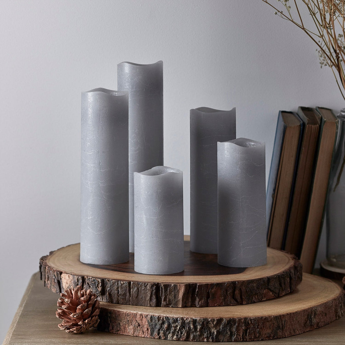 LED Pillar Candles, Set of Five