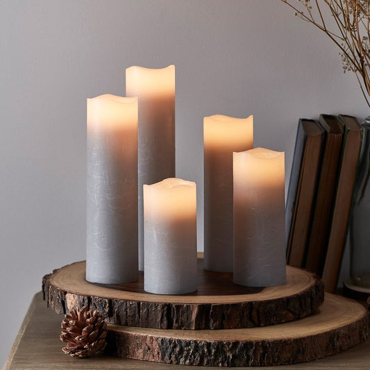 LED Pillar Candles, Set of Five