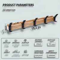 Rubberwood Wall Peg Rail 40cm