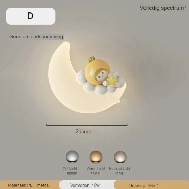 Moon Nursery Wall Light 20cm