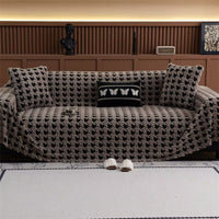 Houndstooth Plush Sofa Cover