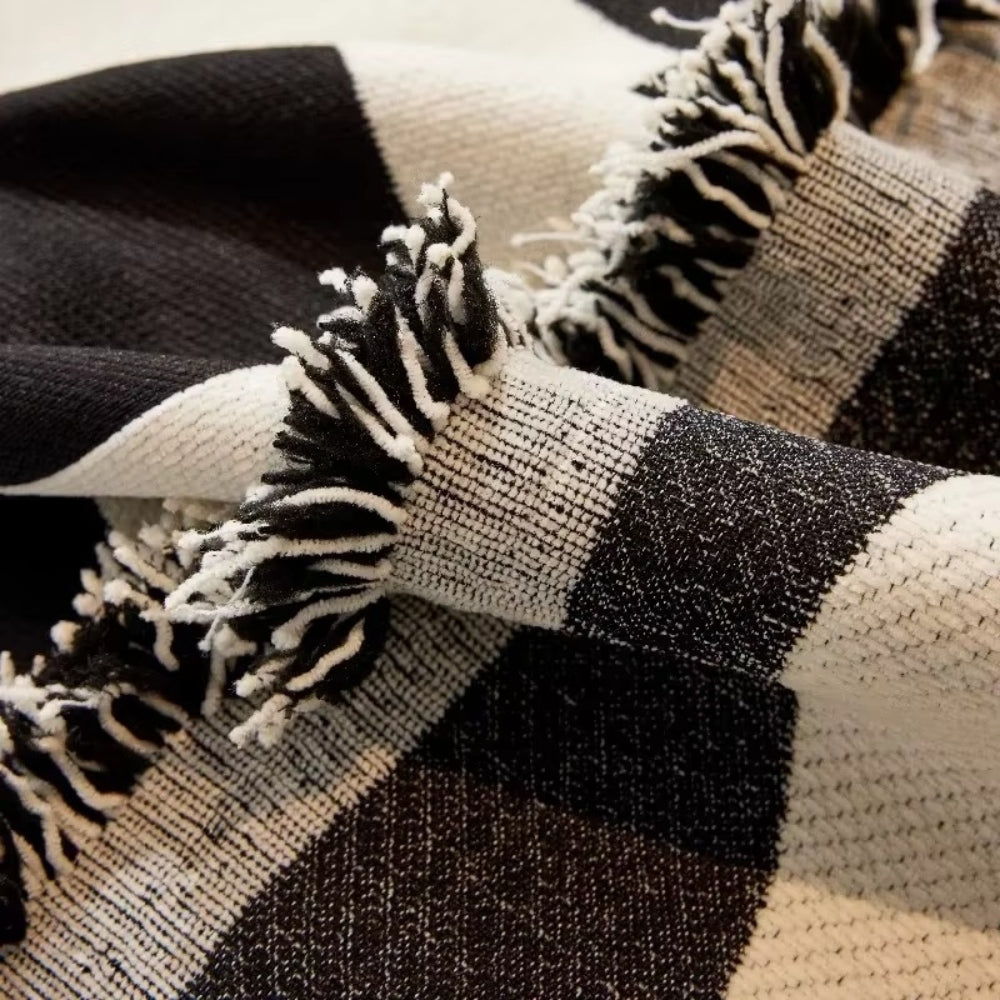 Chequerboard Tasselled Sofa Cover