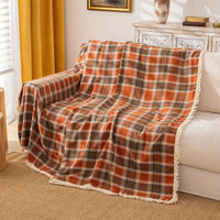 Chestnut Plaid Quilted Sofa Cover